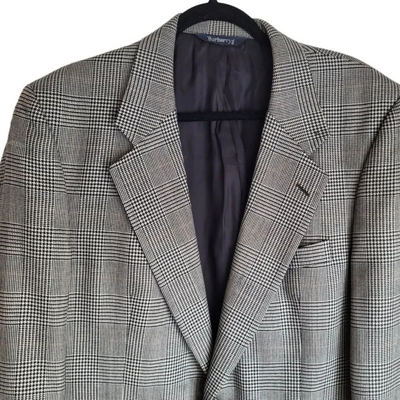 Burberrys Blazer Mens Plaid Gray wool Jacket Sport Coat Pockets Designer - Picture 10 of 12